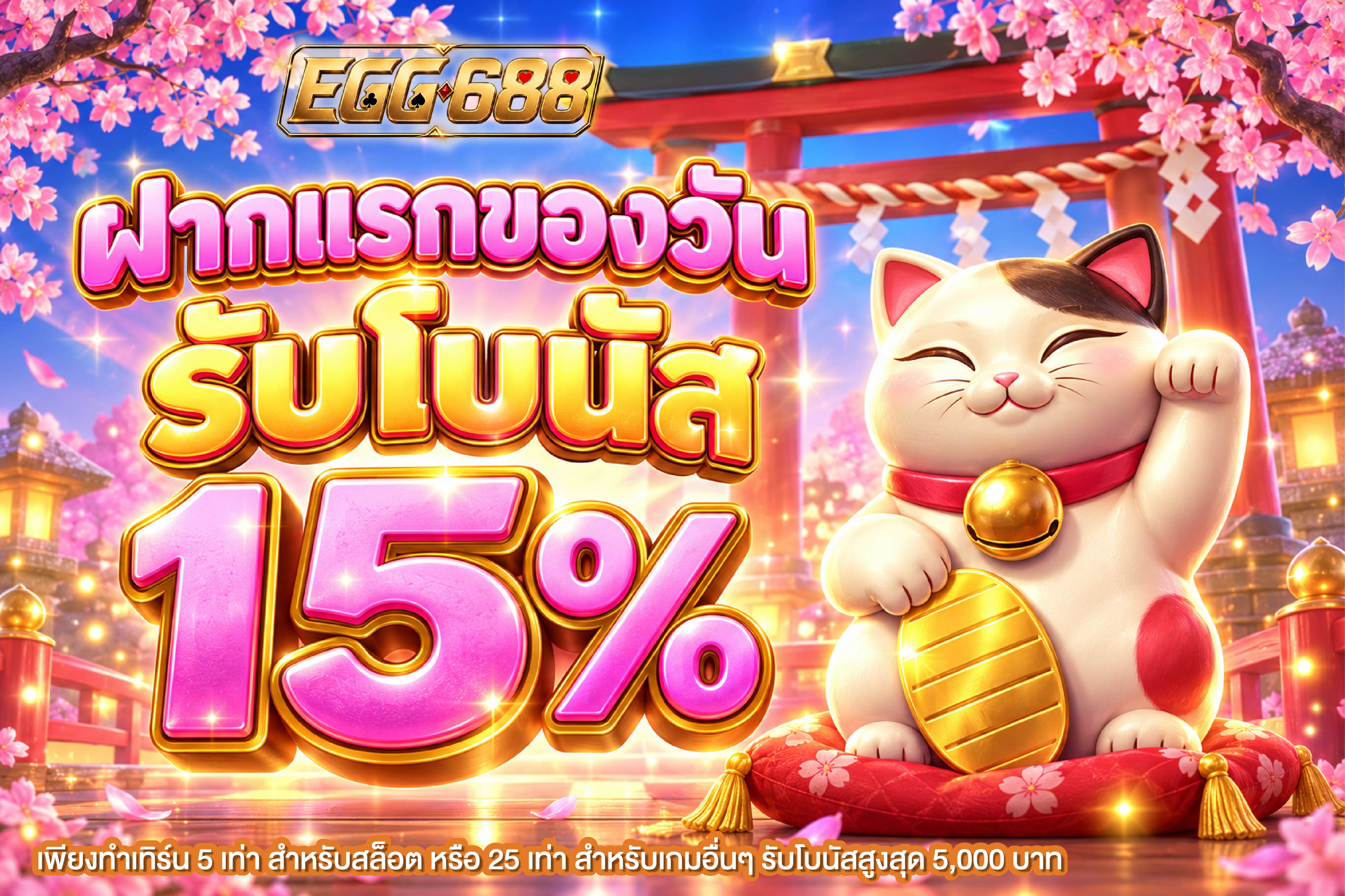 ฝากแรกของวัน รับเลย! โบนัส 15%